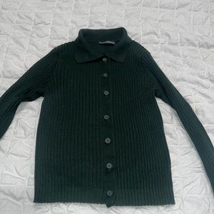Brandy Melville black ribbed button down sweater